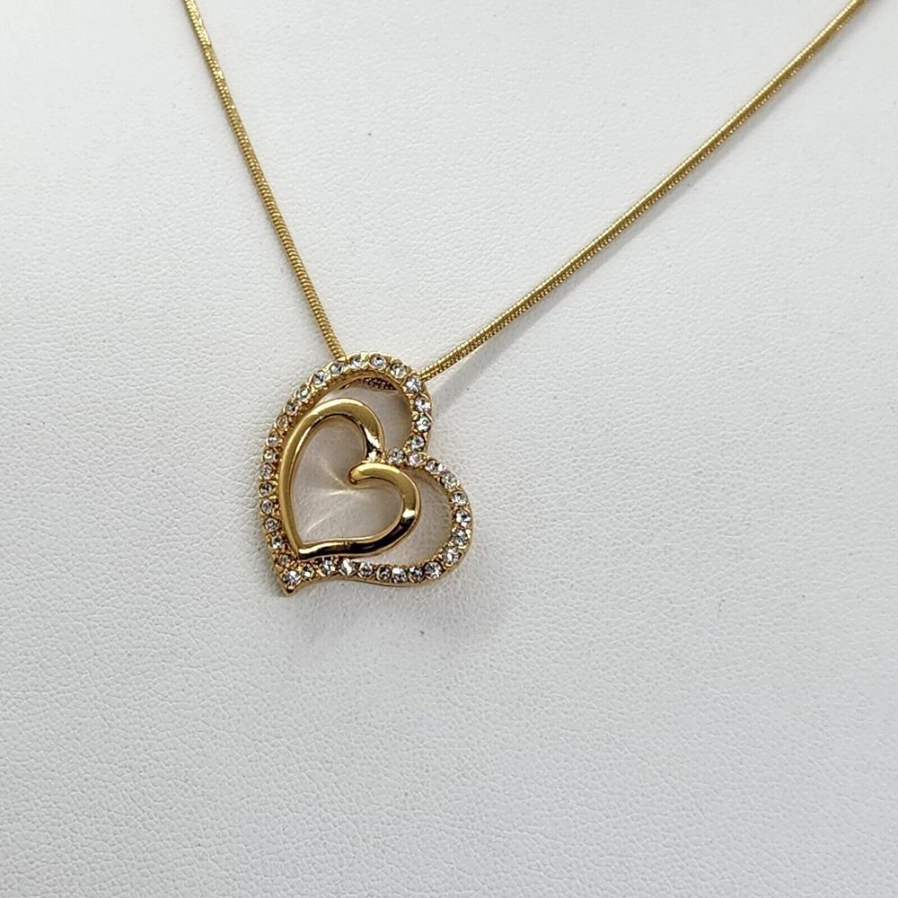 Worthington Gold Tone Double Heart Pendant‎ Necklace